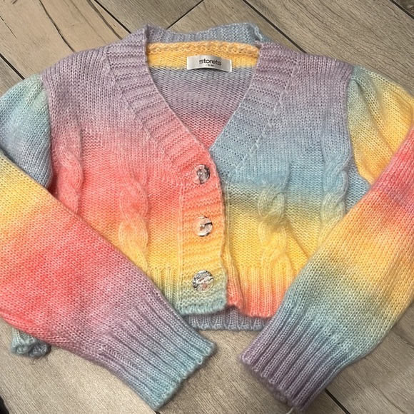 Storets Rainbow Crop Cardigan Sweater 